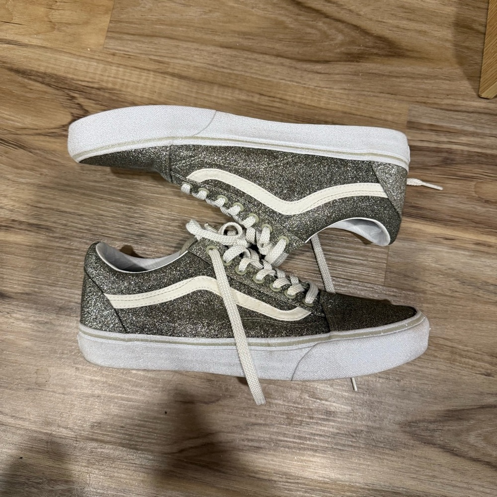 Vans Silver Glitter Old Skool Sneakers - Picture 2 of 8